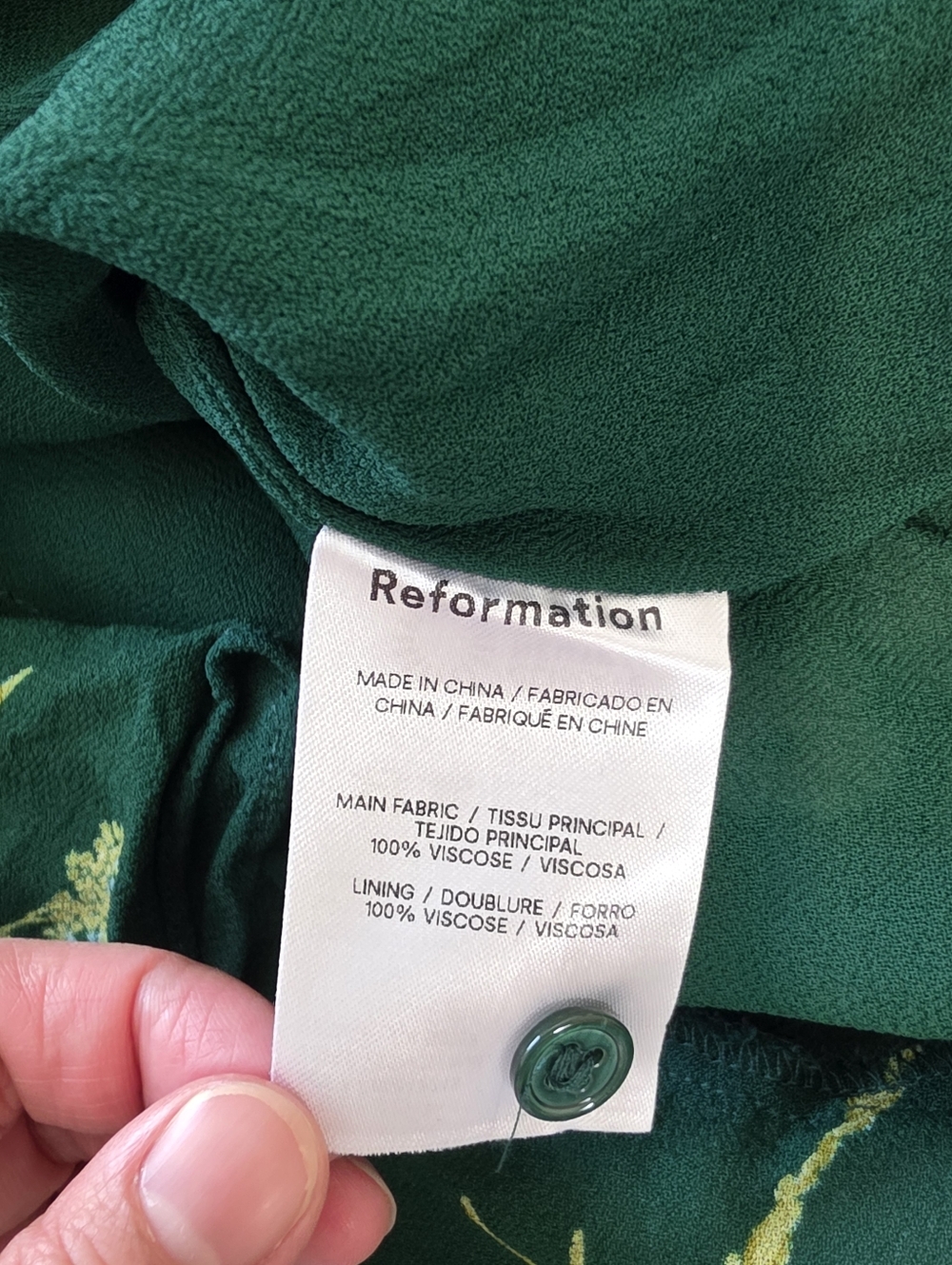 Reformation Rosi Sweetheart Neck Green Floral Dress Size 4 - Picture 7 of 12
